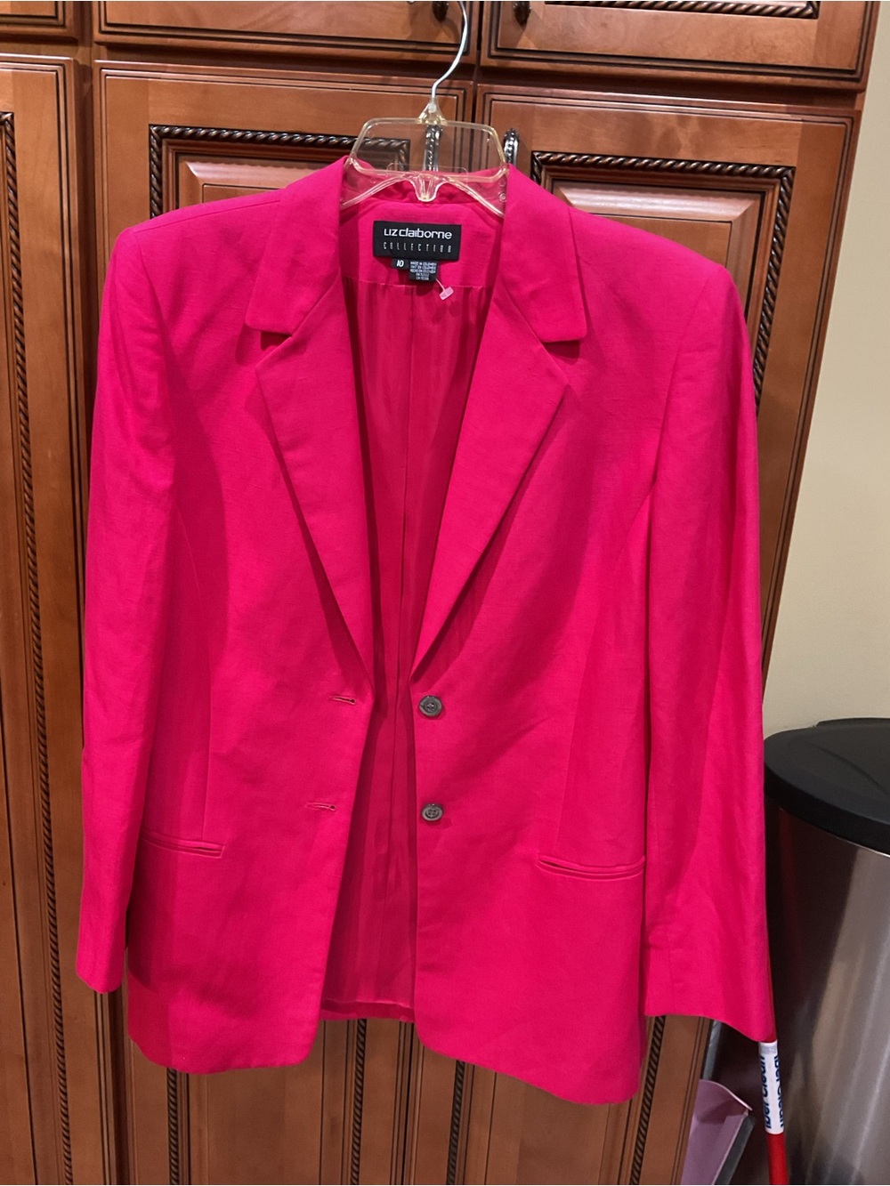 Liz Claiborne Collection Womens Hot Pink 2 Button Blazer Jacket Sz 10 Linen NWOT